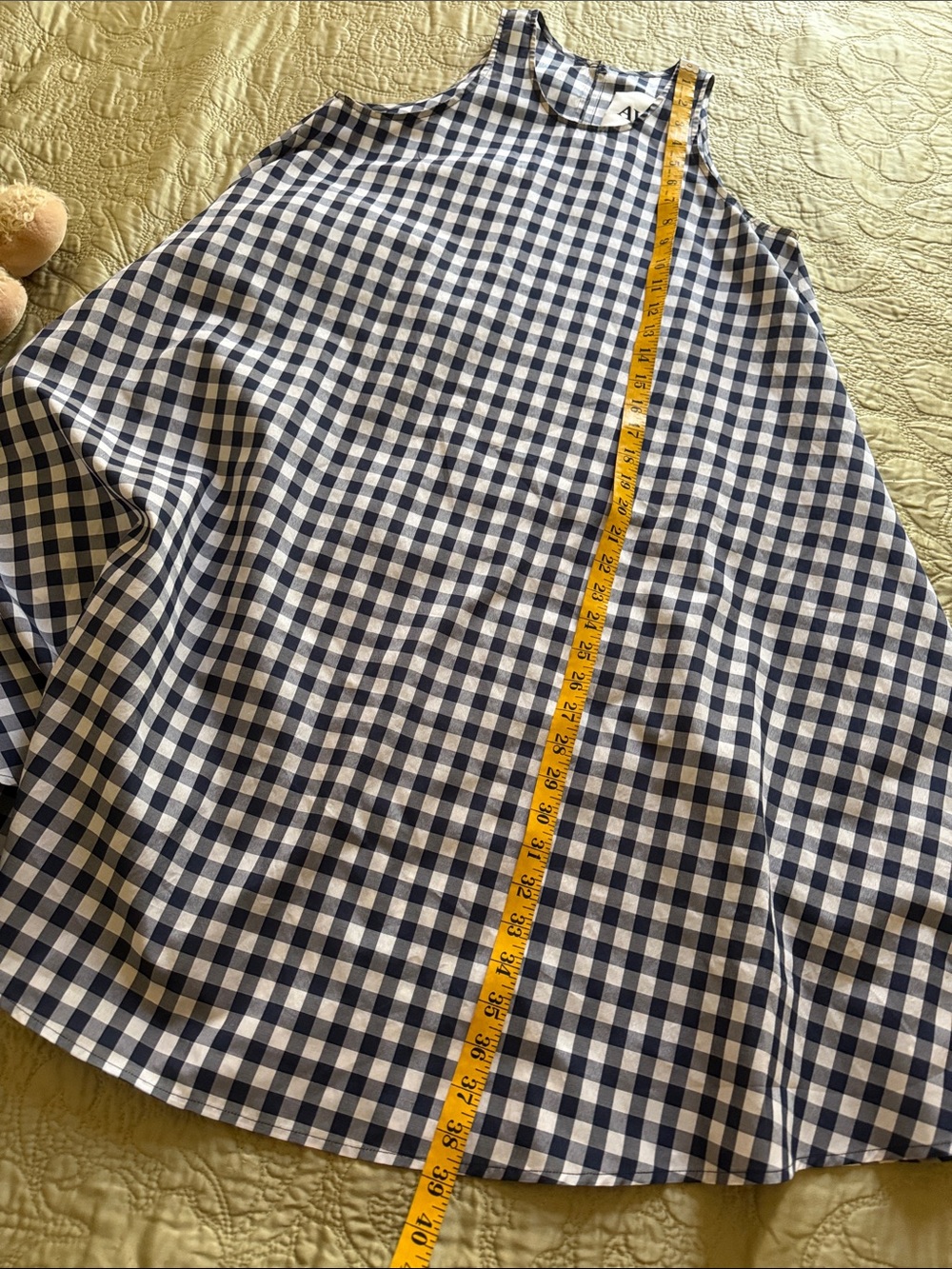 AVN Italy Navy Blue Gingham Swing Dress Minimalist A-Line Trapeze, Euro 40, US S - Picture 10 of 10